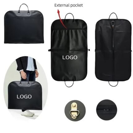 Leather Garment Travel Bags - With Outer Pocket