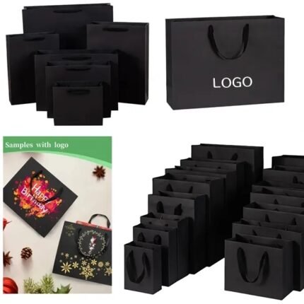 Large Black Paper Gift Bags - With Handles