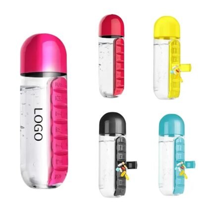 Portable Pill Box and Water Bottle Combo - Travel Essential