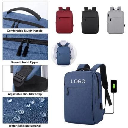 Slim Laptop Backpack with USB Charging Port