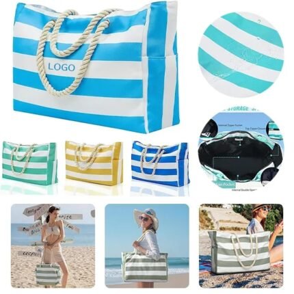 Striped Outdoor Storage Bag - Stylish Design