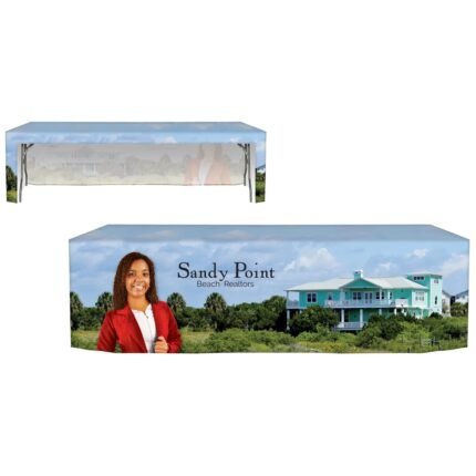 Custom 8′ Open-Back Fitted Table Cover