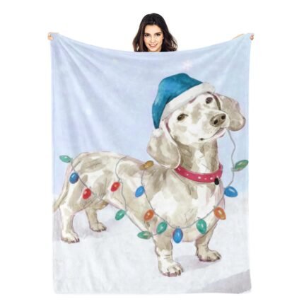 Blankets 1150g Flannel Christmas Dachshund Snow Scene Holiday Decor Weighted Blanket Baby Blanket