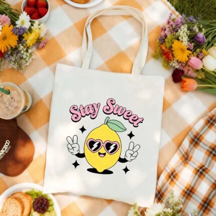 Canvas Bag Canvas Fabric Everyday Gift Stay Sweet Lemon Graphic USA Made