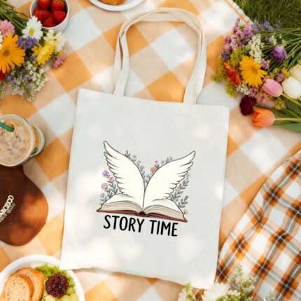 Canvas Bag Canvas Fabric Story Time Winged Book Design USA Made