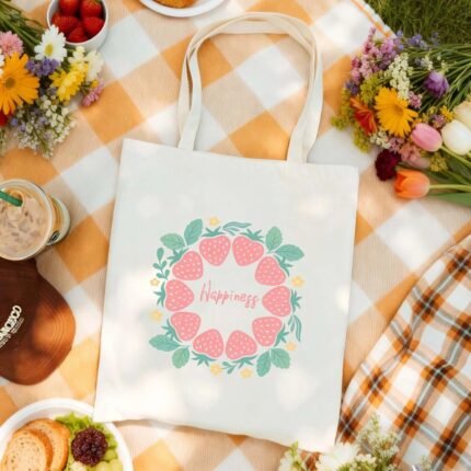 Canvas Bag Canvas Fabric Strawberry Wreath Happiness Made In USA
