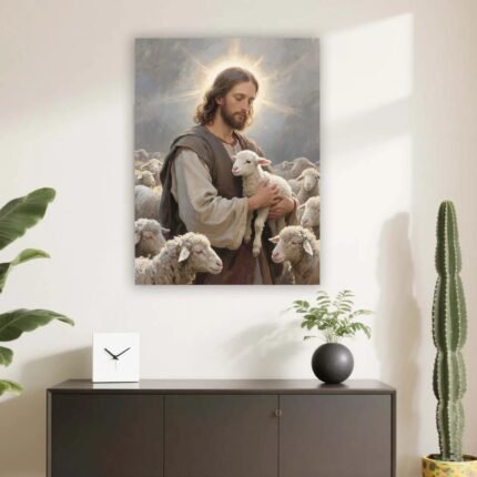 Canvas Prints Thick Canvas Christian Wall Art Jesus With Lamb Christian Art