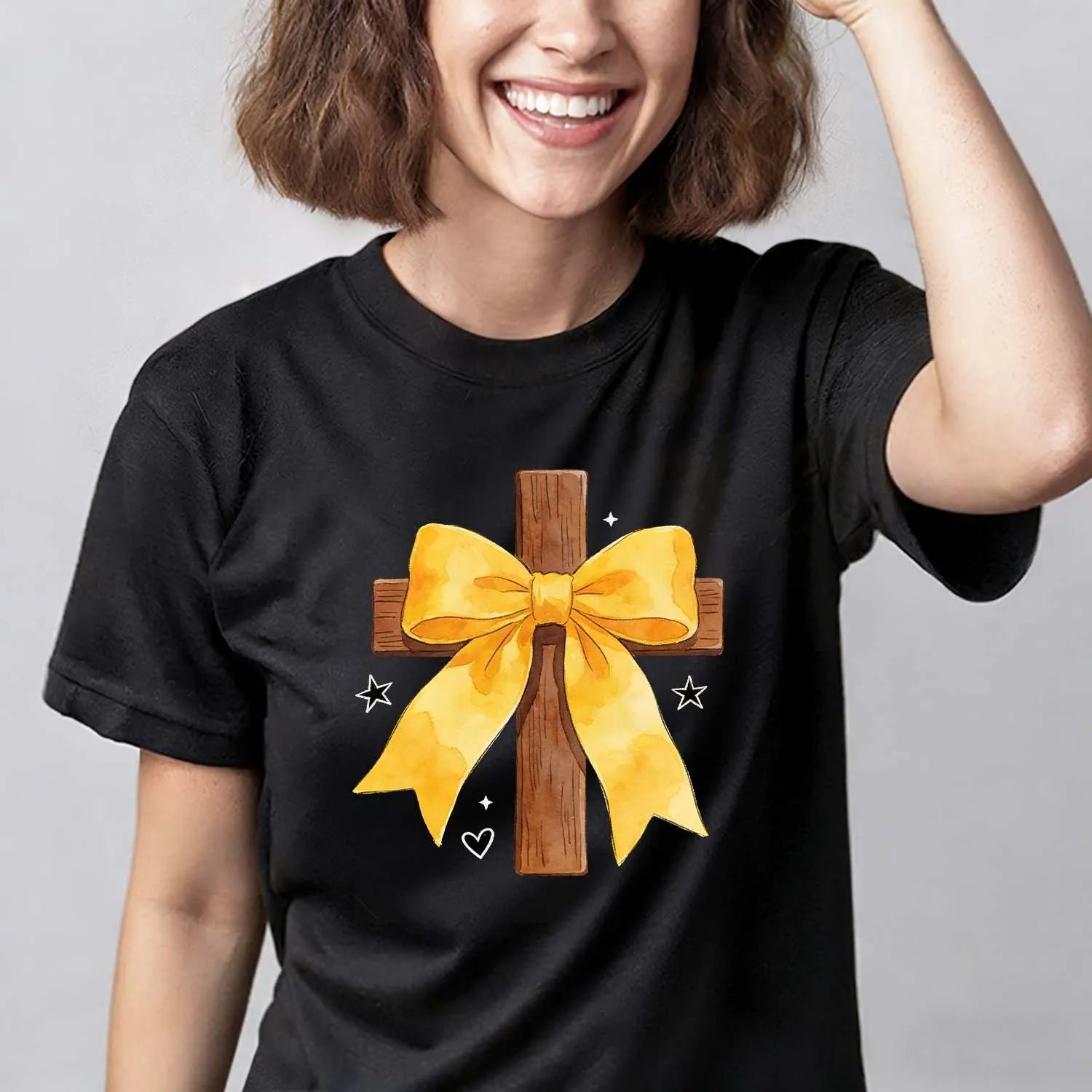 christian-t-shirt-watercolor-cross-with-yellow-bow-cute-faith-based-apparel-for-women-printtoucan-4871569.jpg