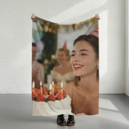 Custom Blankets Flannel with Your Photo for Birthday Gift