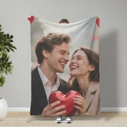 Custom Blankets Flannel with Your Photo for Love Gift -