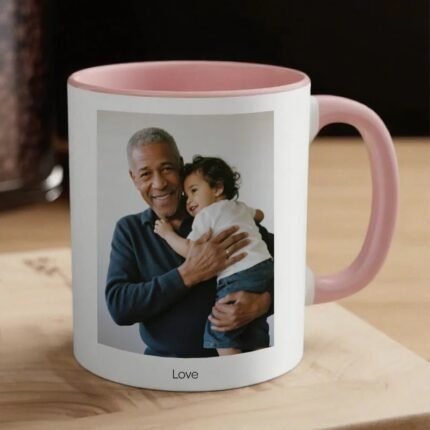 Custom Mug Photo Mug For Grandpa Personalized Pink Interior Coffee Cup Family Gift PrintTouca