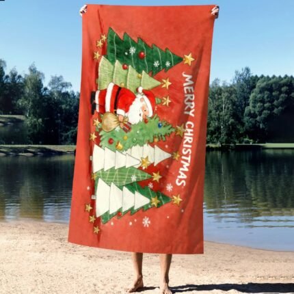 Large Bath Towel 310g Polyester Christmas Gingerbread Scene for Holiday Home Decor best absorbent bath towels by
