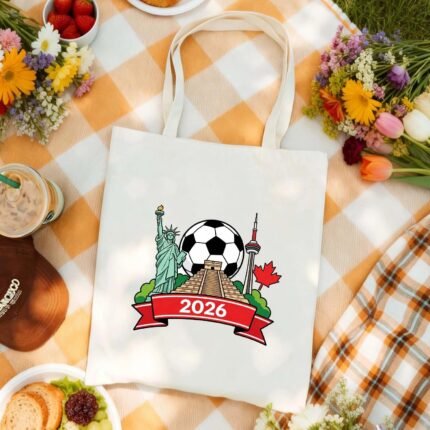 World Cup Custom Canvas Tote Bag 15×16 Inch – Personalized Football Fan Bag